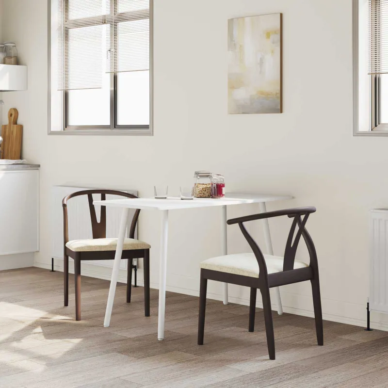 Valgomasis krėslas 2 pcs Šviesiai rudas ir šviesus