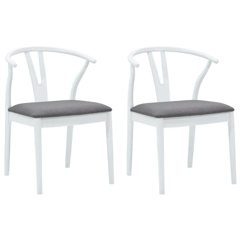 Valgomasis krėslas 2 pcs Balta ir pilka Kietas gumos medis