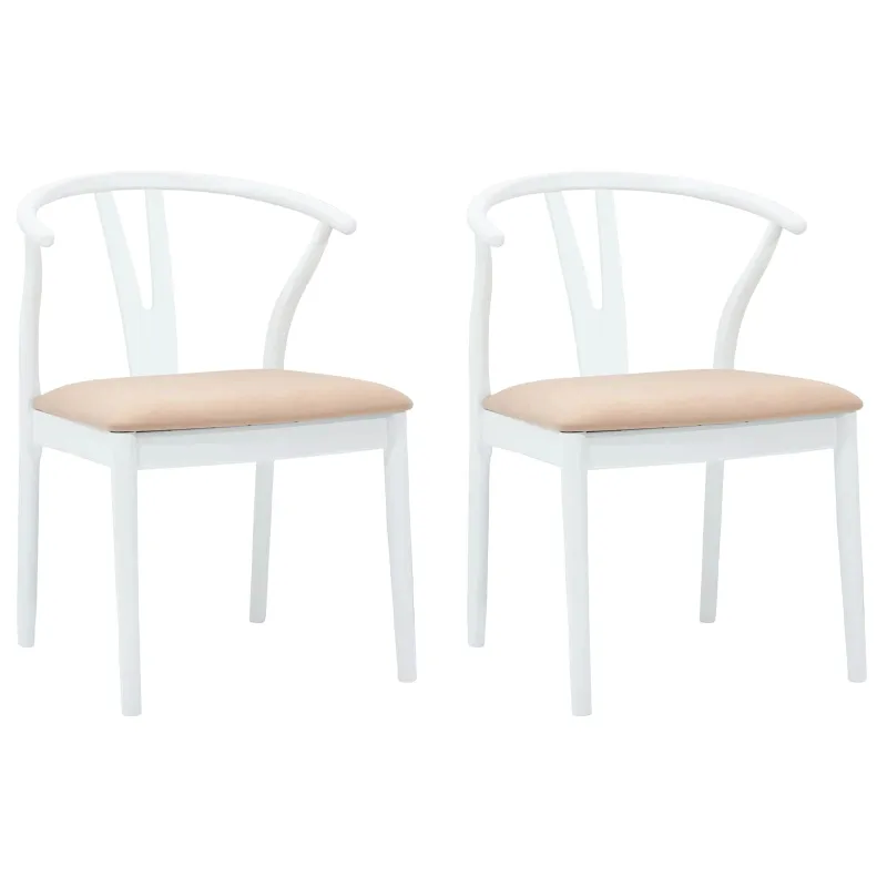 Valgomasis krėslas 2 pcs Balta ir ruda Kietas gumos medis