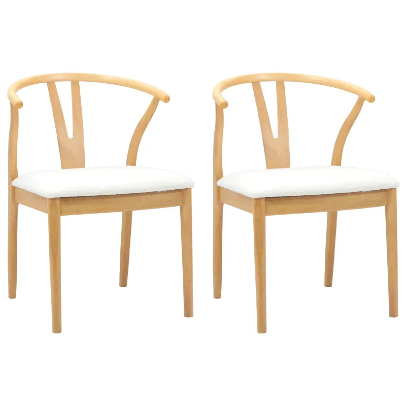 Valgomasis krėslas 2 pcs Natūralus ir šviesus