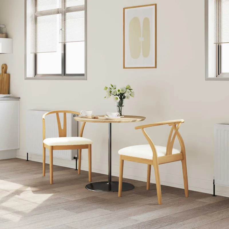 Valgomasis krėslas 2 pcs Natūralus ir šviesus