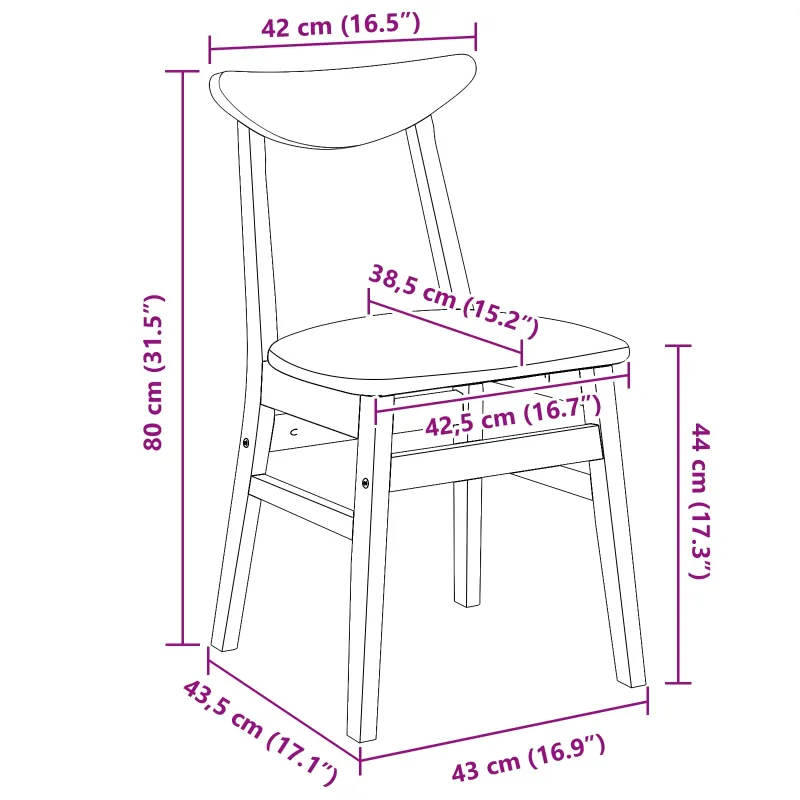 Valgomojo kėdės 2 pcs Balta 42 x 47.5 x 81 cm