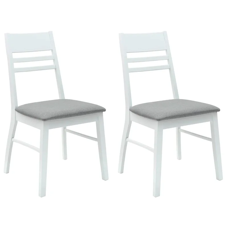 Valgomojo kėdės 2 pcs Balta 43 x 54 x 89 cm Kietas gumos medis