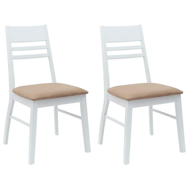 Valgomojo kėdės 2 pcs Balta 43 x 54 x 89 cm Kietas gumos medis