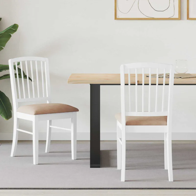 Valgomojo kėdės 2 pcs Balta 50 x 52,5 x 91 cm
