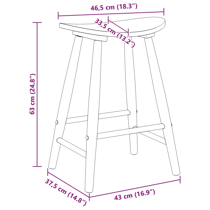 Valgomojo kėdės 2 pcs Balta 46 x 37 x 63 cm Kietas gumos medis
