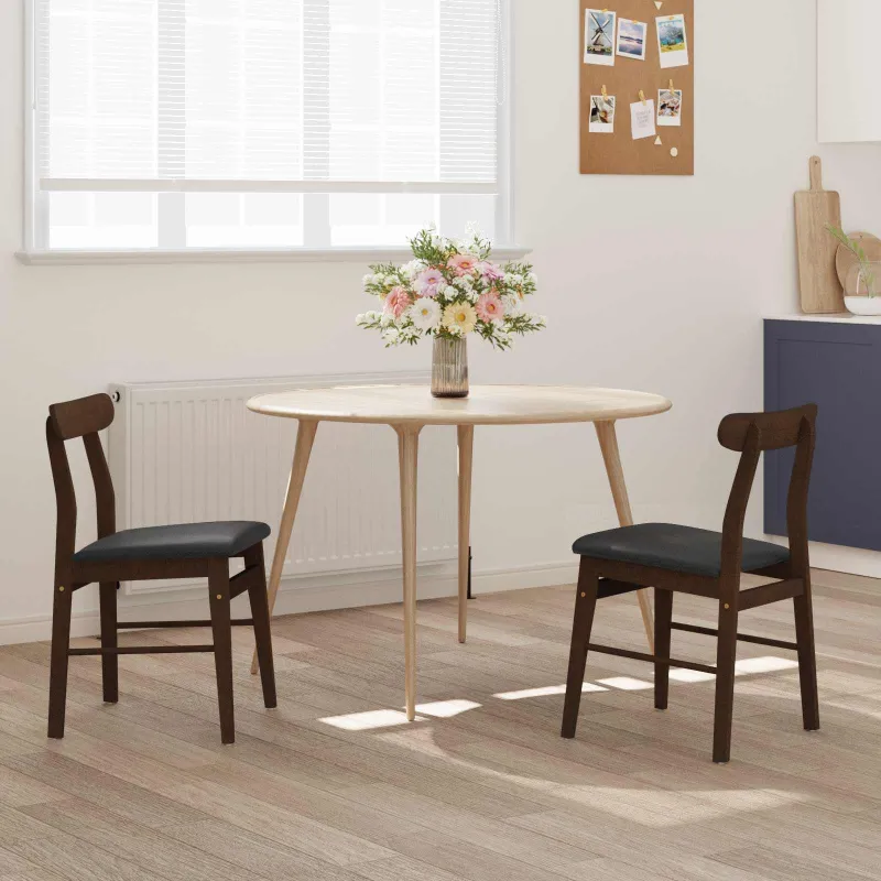 Valgomasis krėslas 2 pcs Tamsiai ruda ir juoda