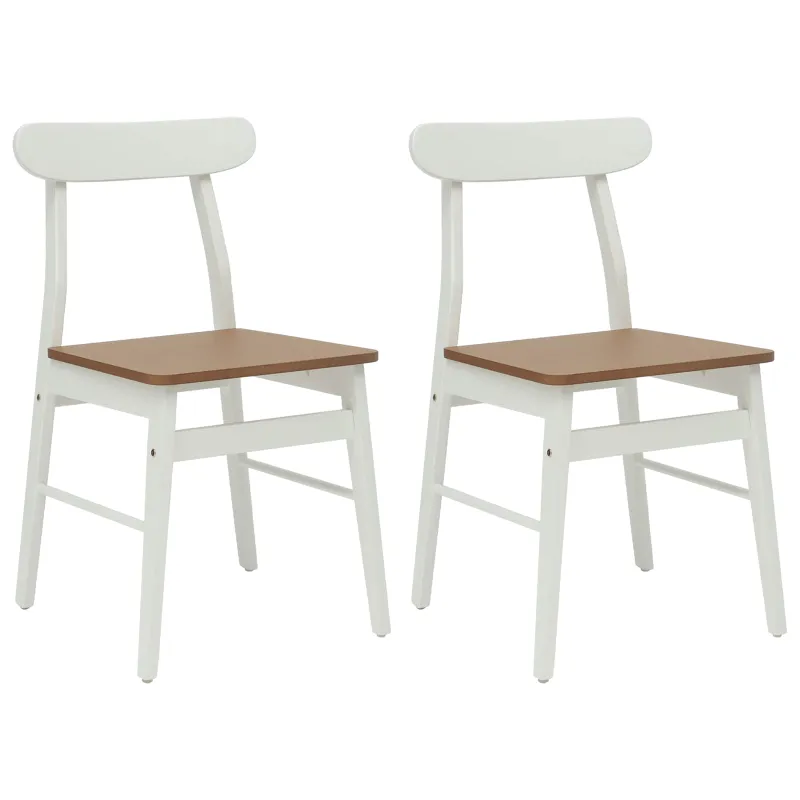 Valgomasis krėslas 2 pcs Balta ir Natūrali 43 x 44,5 x 77 cm