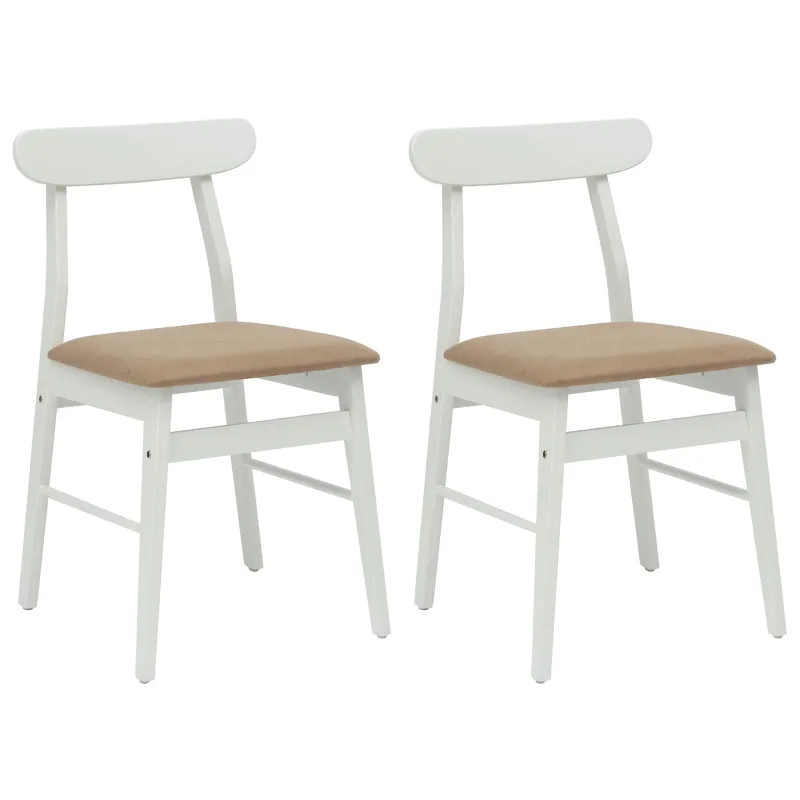 Valgomasis krėslas 2 pcs Balta ir ruda Kietas gumos medis