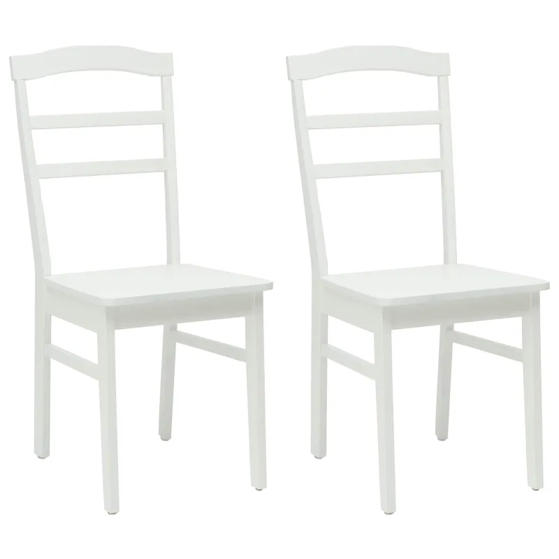 Valgomasis krėslas 2 pcs Balta Kietas gumos medis