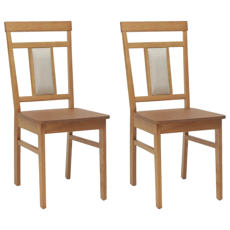 Valgomasis krėslas 2 pcs Natūrali Kietas gumos medis
