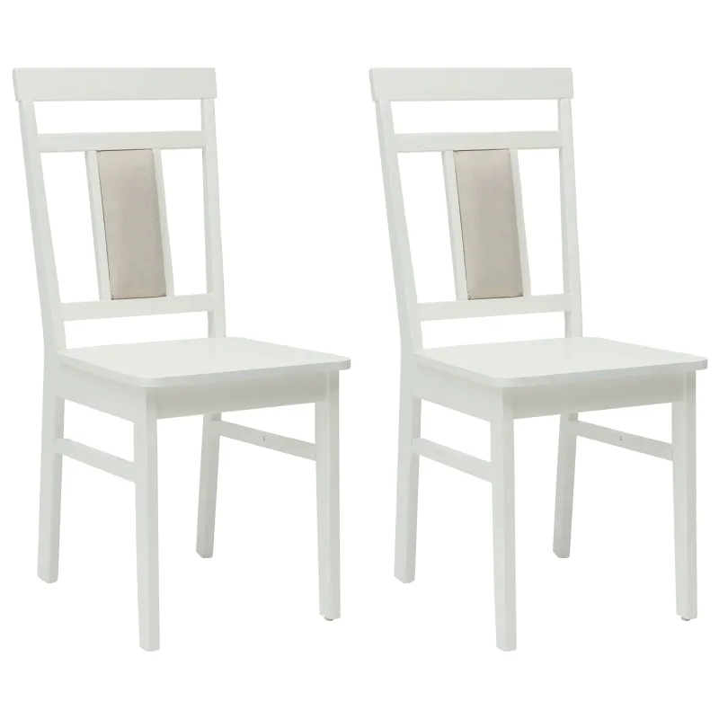 Valgomasis krėslas 2 pcs Balta Kietas gumos medis