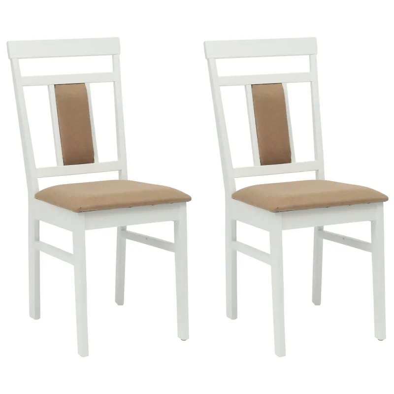 Valgomasis krėslas 2 pcs Balta ir ruda Kietas gumos medis