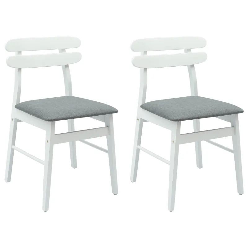 Valgomasis krėslas 2 pcs Balta ir pilka Kietas gumos medis