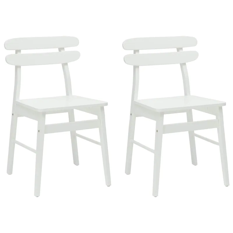 Valgomasis krėslas 2 pcs Balta Kietas gumos medis