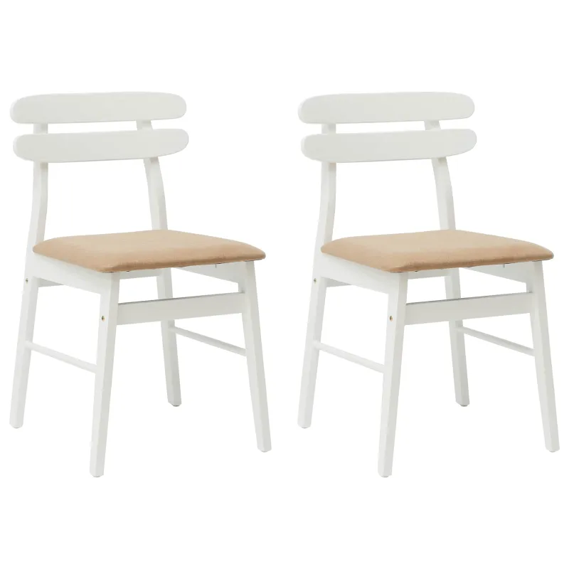 Valgomasis krėslas 2 pcs Balta ir ruda Kietas gumos medis