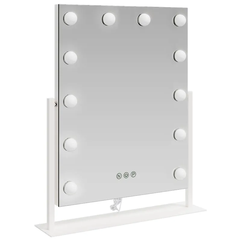 LED makiažo veidrodis Balta 44 x 10 x 53 cm Stiklas ir plienas
