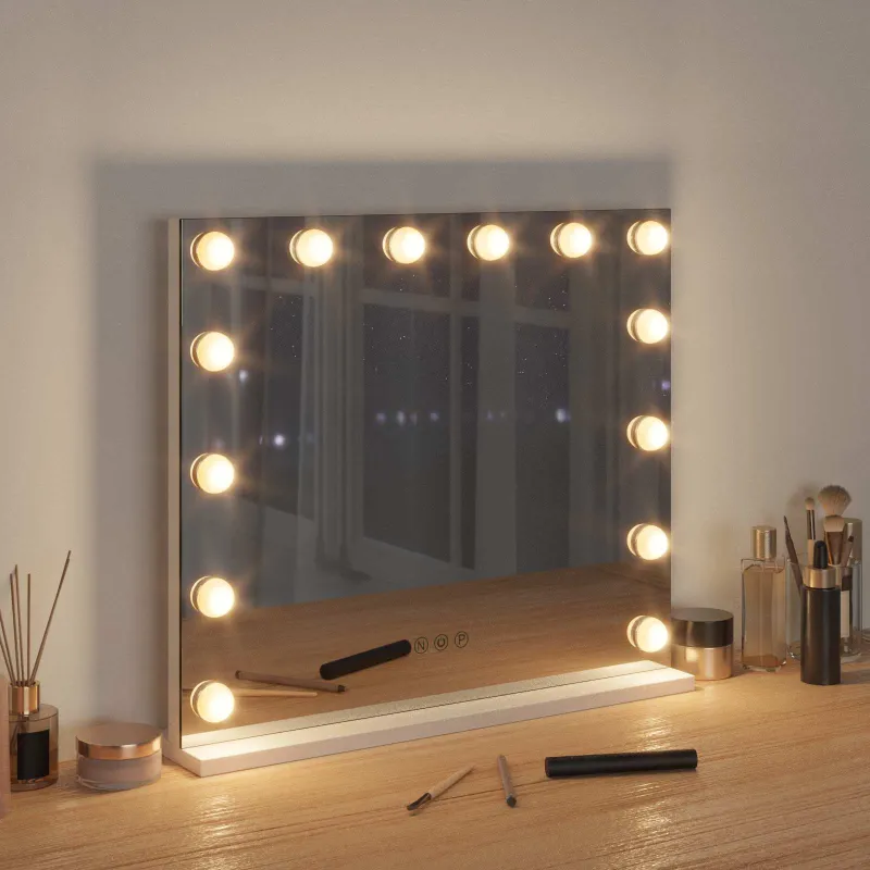LED makiažo veidrodis Balta 50 x 10 x 44 cm Stiklas ir plienas