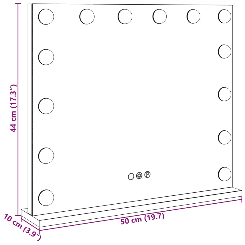 LED makiažo veidrodis Balta 50 x 10 x 44 cm Stiklas ir plienas