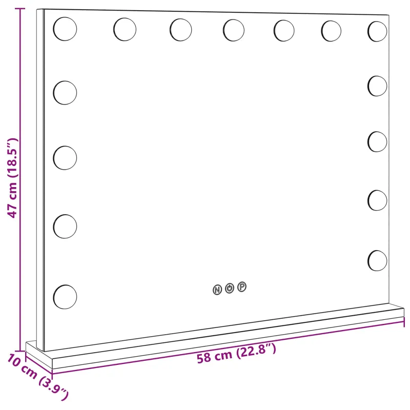 LED makiažo veidrodis Balta 58 x 10 x 47 cm Stiklas ir plienas
