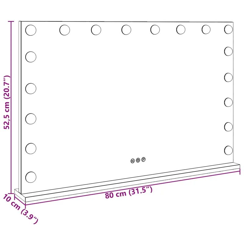 LED makiažo veidrodis Balta 80 x 10 x 52,5 cm