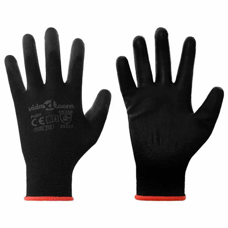 Darbo pirštinės 24 pcs Juoda 7 / S Poliesteris