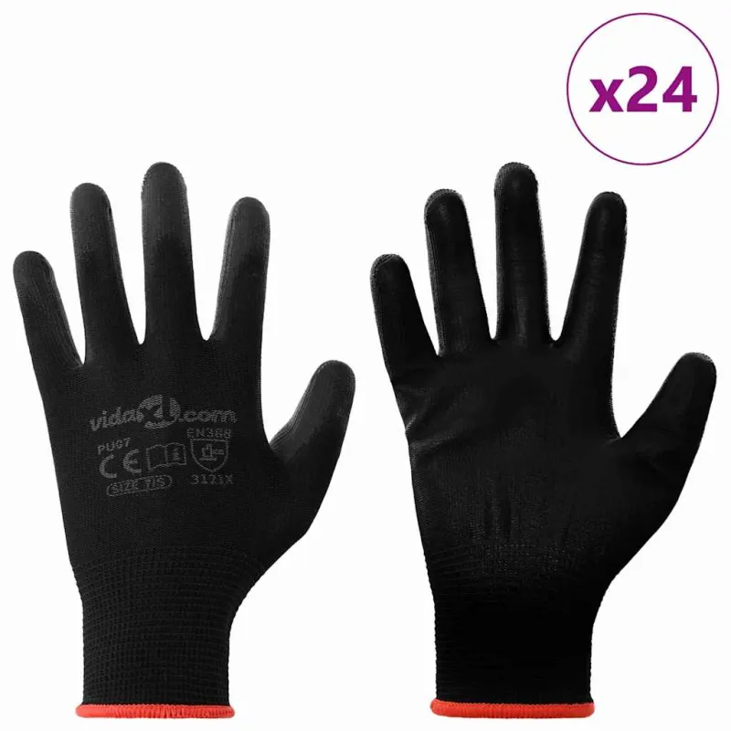 Darbo pirštinės 24 pcs Juoda 7 / S Poliesteris