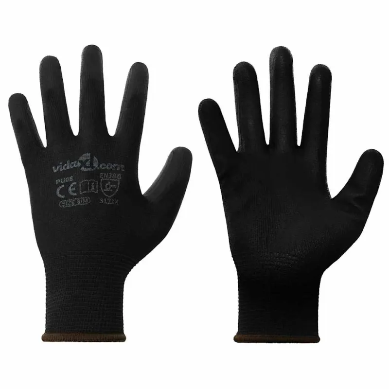 Darbo pirštinės 12 pcs Juoda 8 / m Poliesteris