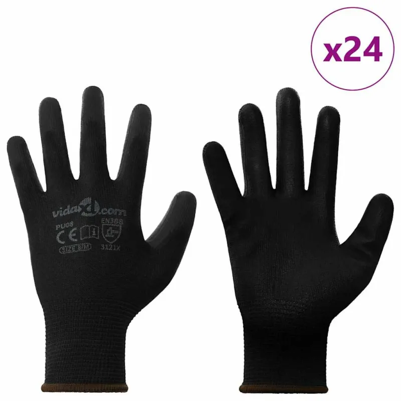 Darbo pirštinės 24 pcs Juoda 8 / m Poliesteris