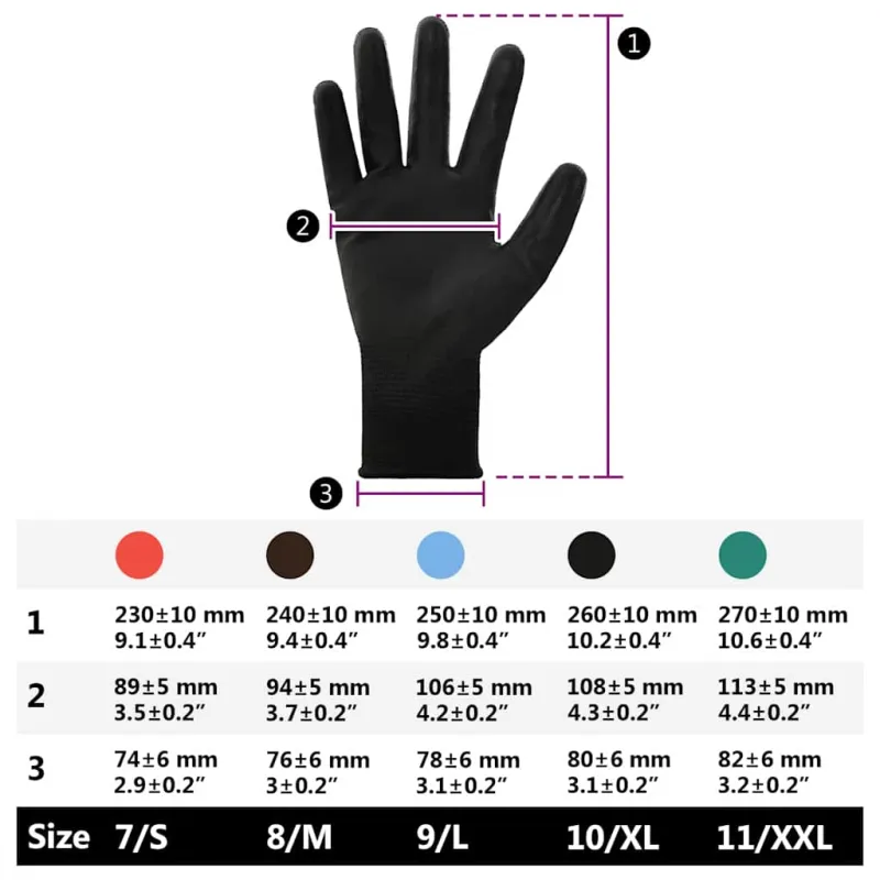 Darbo pirštinės 12 pcs Juoda 10 / xl Poliesteris