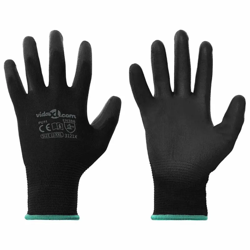 Darbo pirštinės 24 pcs Juoda 11 / XXL Poliesteris