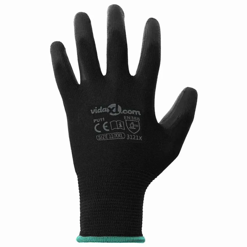 Darbo pirštinės 24 pcs Juoda 11 / XXL Poliesteris