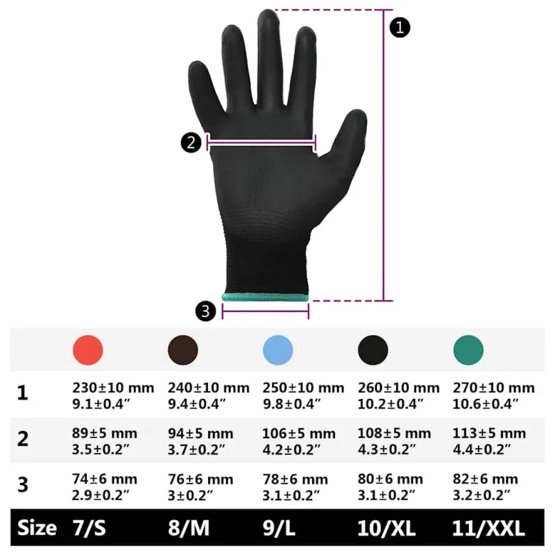 Darbo pirštinės 24 pcs Juoda 11 / XXL Poliesteris