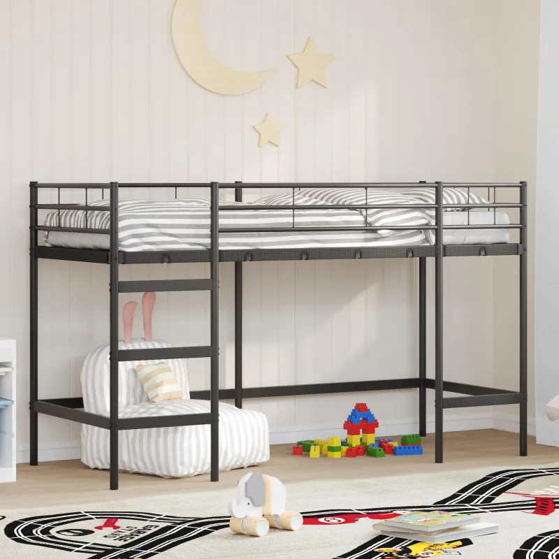 Vaikų Lofto Lovos Rėmas Juoda 90 x 190 cm Plienas