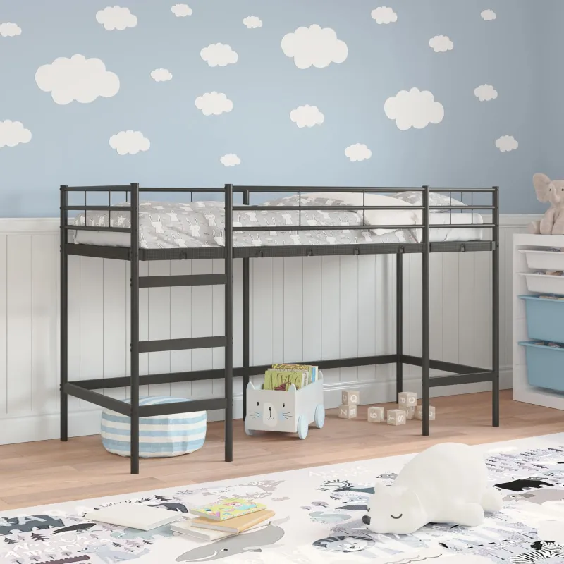 Vaikų Lofto Lovos Rėmas Juoda 90 x 190 cm Plienas