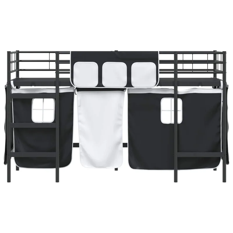 Vaikų palėpės lovos rėmas su užuolaidomis Juoda 75 x 190 cm