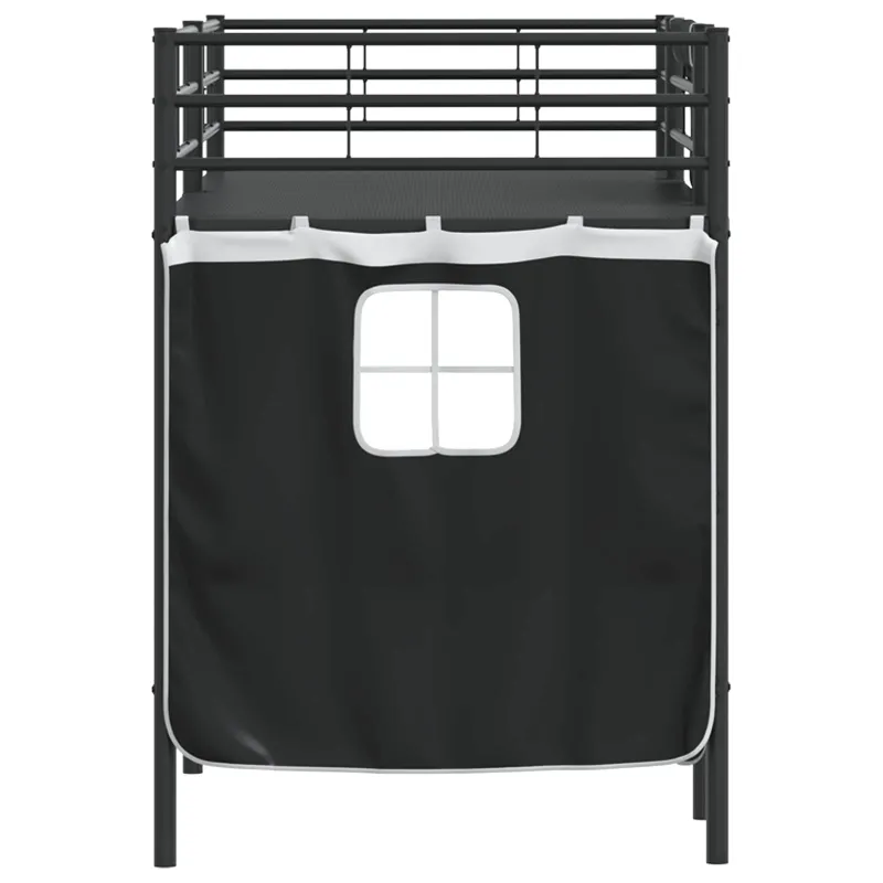Vaikų palėpės lovos rėmas su užuolaidomis Juoda 90 x 190 cm