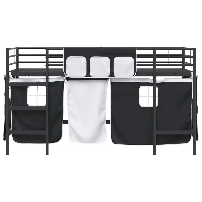 Vaikų palėpės lovos rėmas su užuolaidomis Juoda 90 x 200 cm