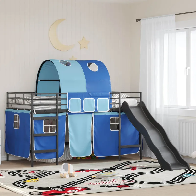 Vaikų Lofto Lovos Rėmas Juoda ir mėlyna 90 x 200 cm Metalas