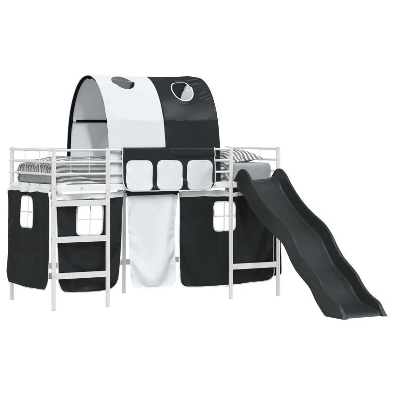 Vaikų Lofto Lovos Rėmas Balta ir juoda 90 x 190 cm Metalas