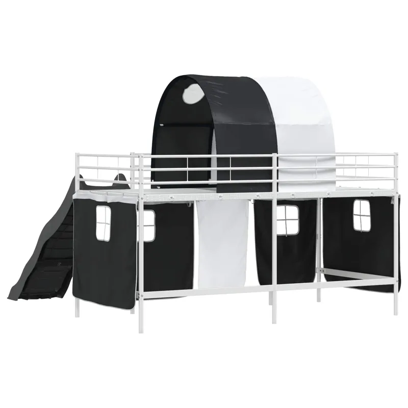 Vaikų Lofto Lovos Rėmas Balta ir juoda 90 x 200 cm Metalas