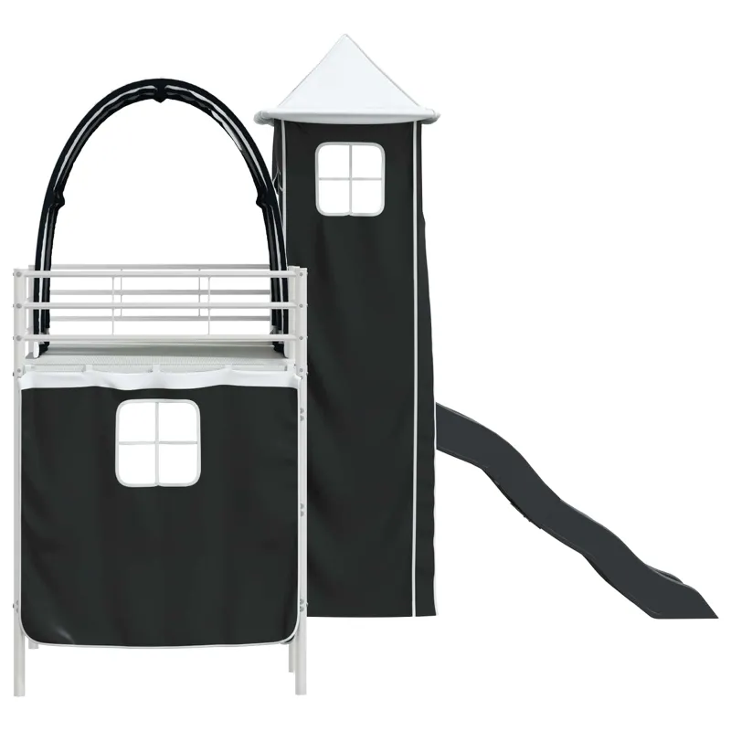 Vaikų Lofto Lovos Rėmas Balta ir juoda 75 x 190 cm Metalas