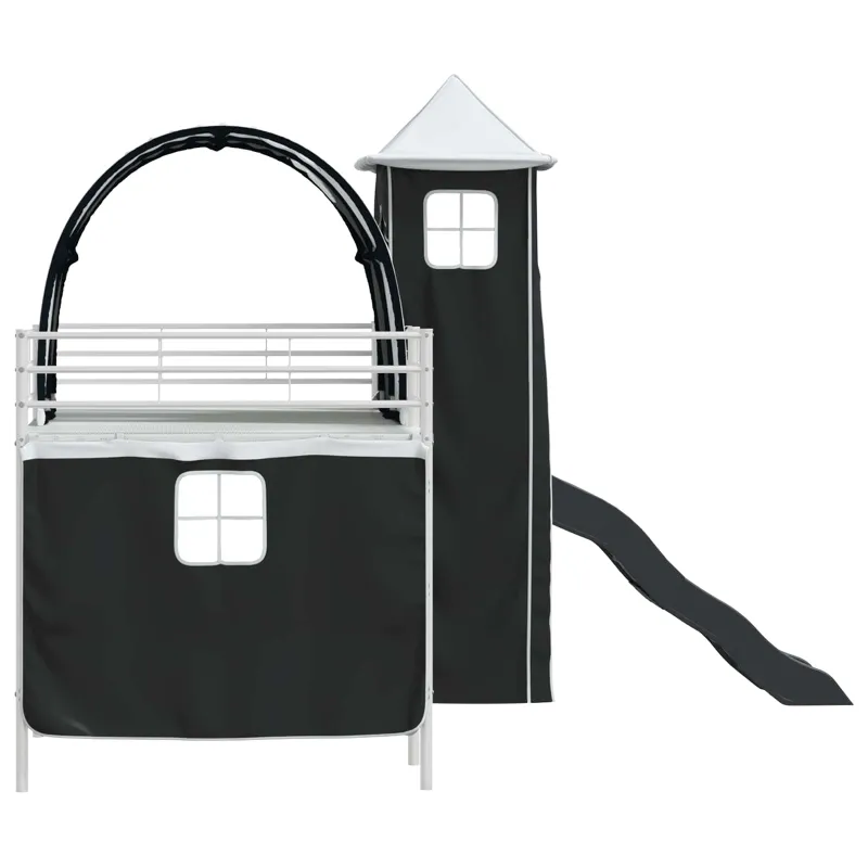Vaikų Lofto Lovos Rėmas Balta ir juoda 80 x 200 cm Metalas