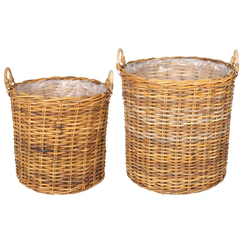 Gėlių krepšys su saugykla 2 pcs Ruda Lacak rotangas