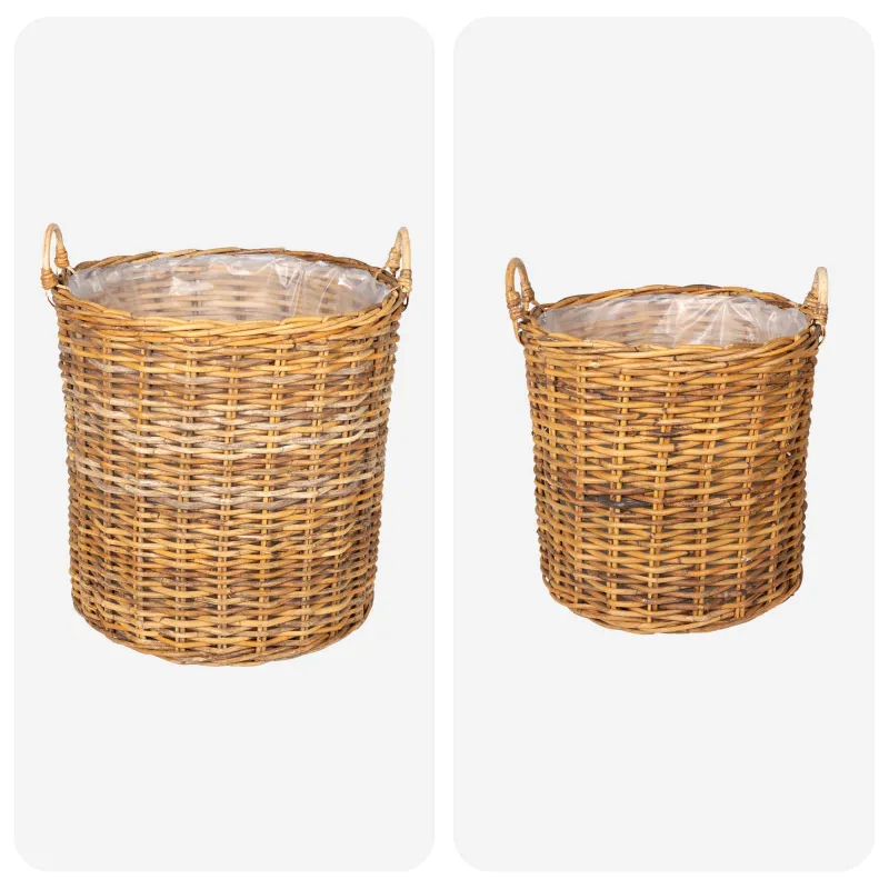 Gėlių krepšys su saugykla 2 pcs Ruda Lacak rotangas