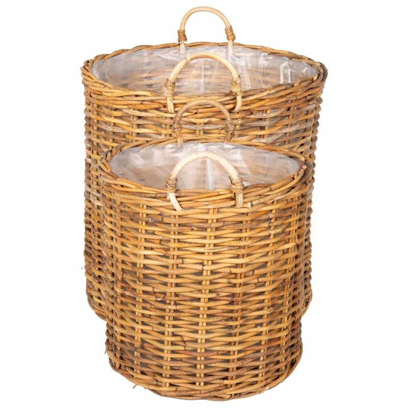 Gėlių krepšys su saugykla 2 pcs Ruda Lacak rotangas