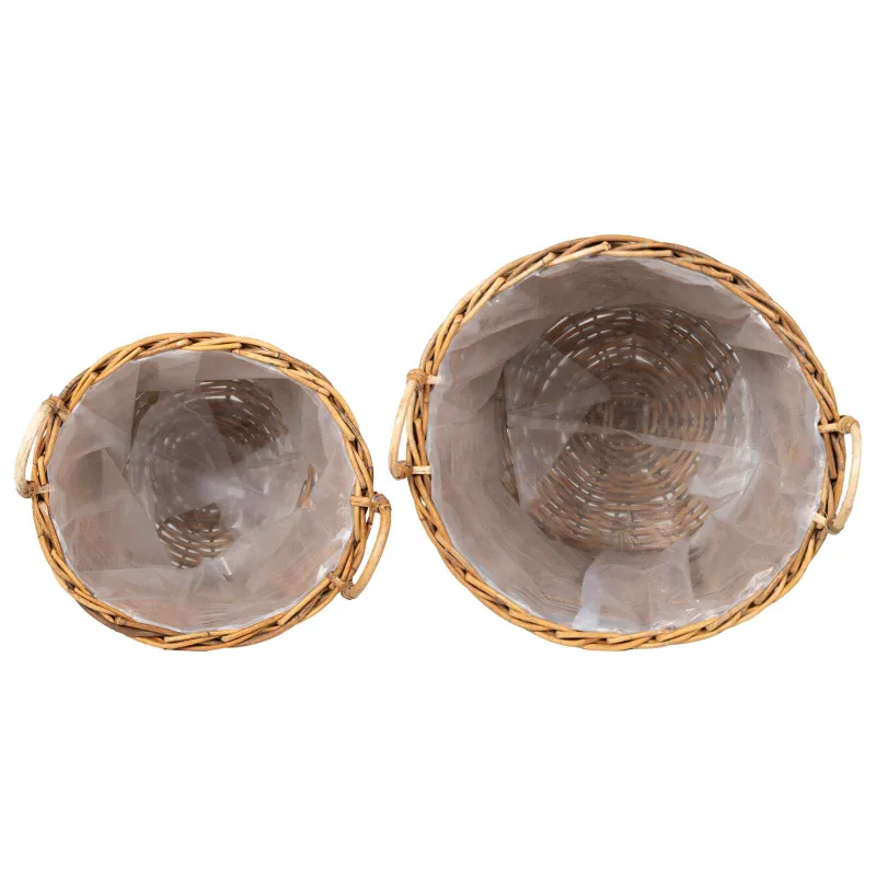 Gėlių krepšys su saugykla 2 pcs Ruda Lacak rotangas