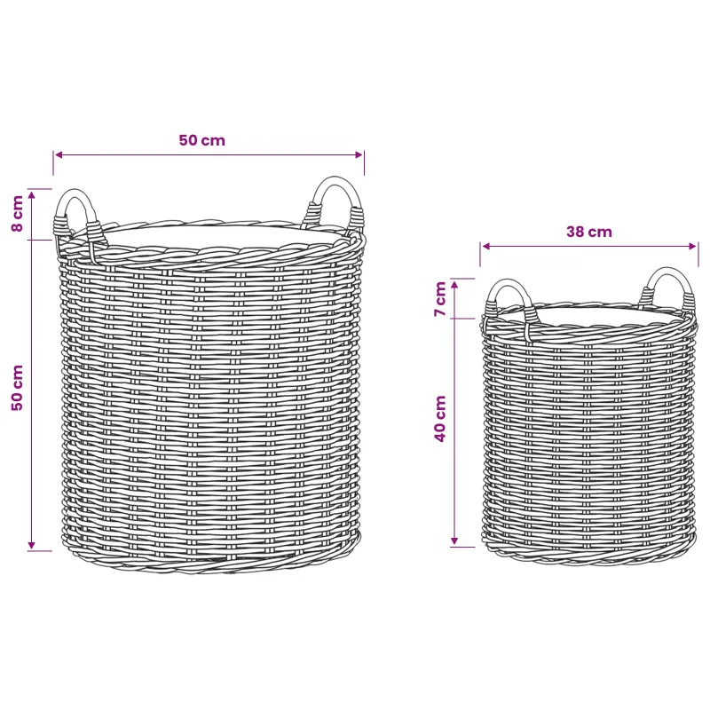 Gėlių krepšys su saugykla 2 pcs Ruda Lacak rotangas