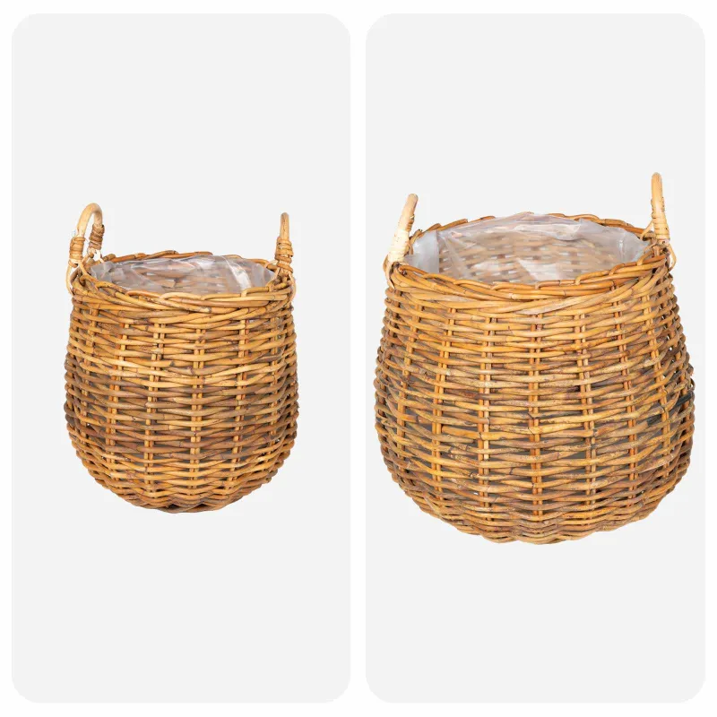 Gėlių krepšys su saugykla 2 pcs Ruda Lacak ratanas