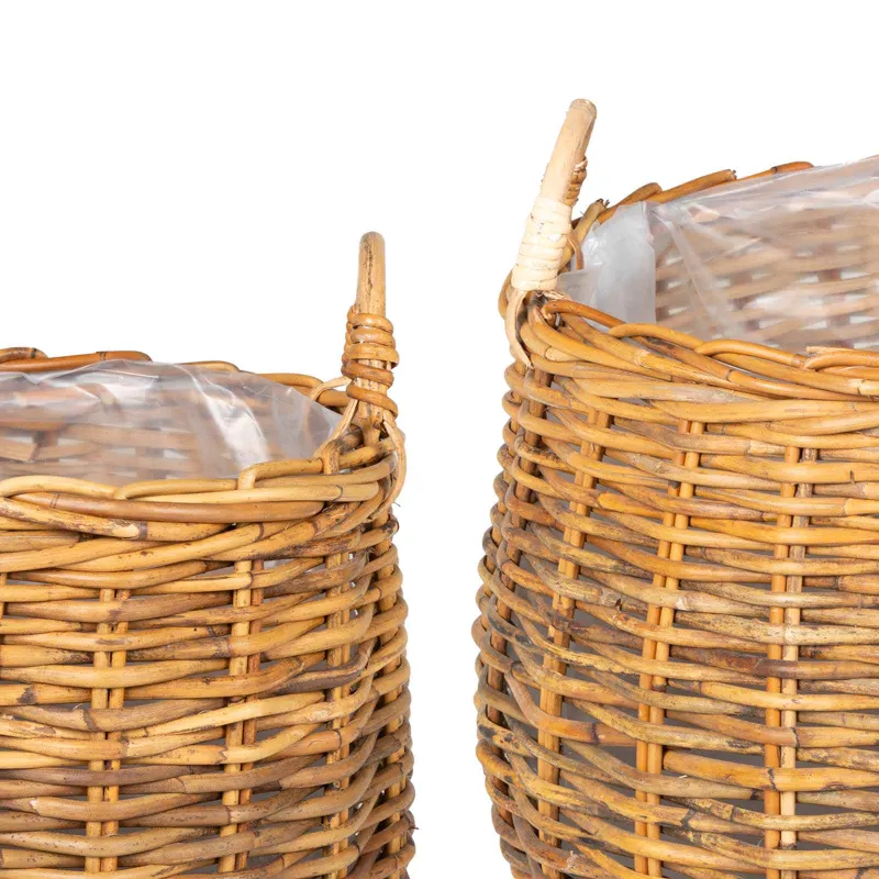Gėlių krepšys su saugykla 2 pcs Ruda Lacak ratanas